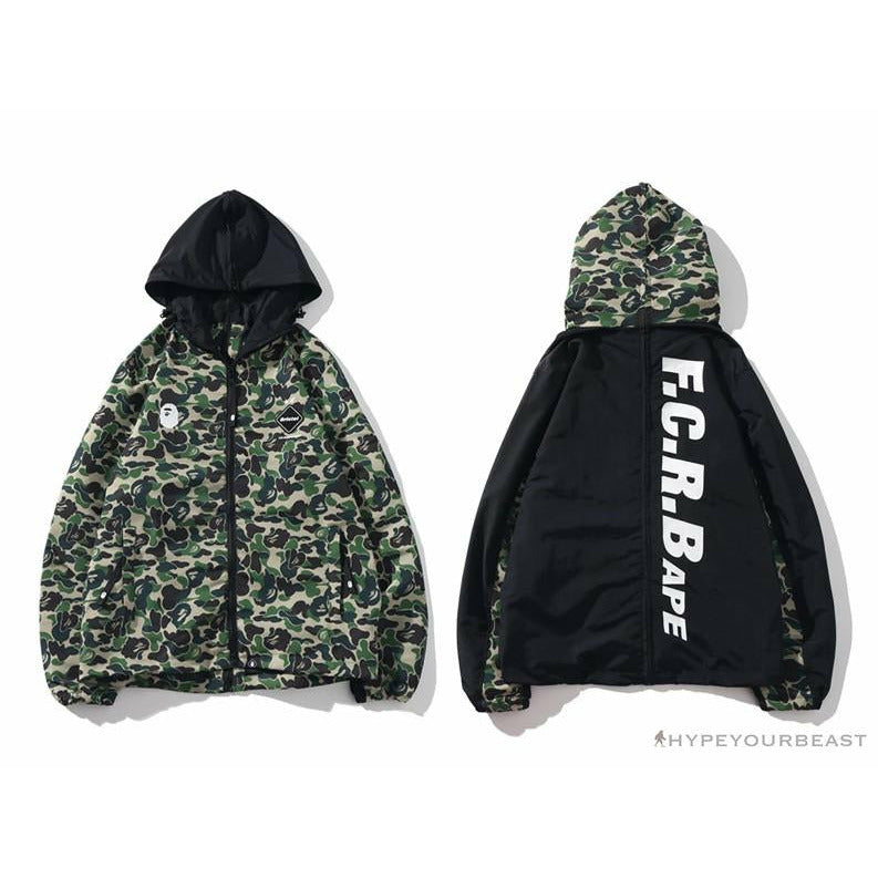 BAPE x FCRB Joint Double Zip Camouflage Hoodie 'GREEN'