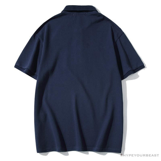 BAPE Solid Color Versatile Embroidered Ape Head Small Badge Polo Shirt 'BLUE'