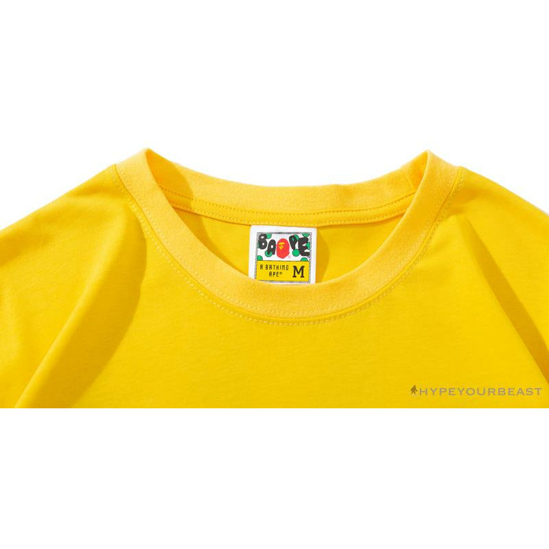 BAPE KIDS Small Net Pocket Ape Man Head Tee Shirt 'YELLOW'