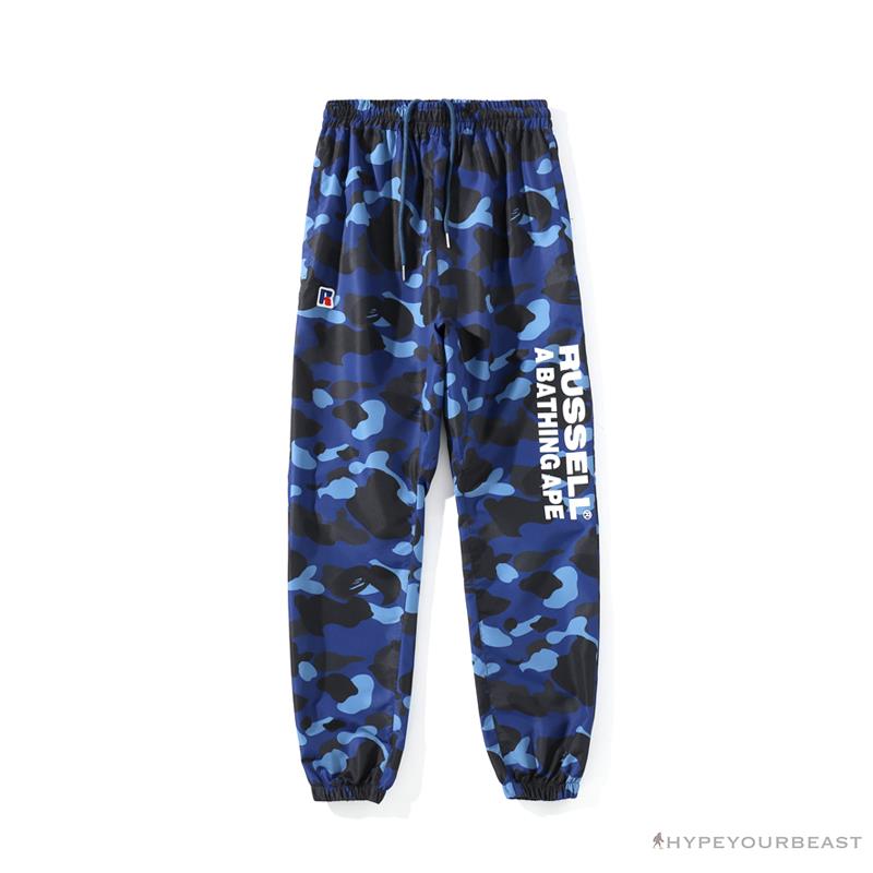 BAPE x RUSSELL ATHLETIC Drawstring Camouflage Pants 'BLUE'