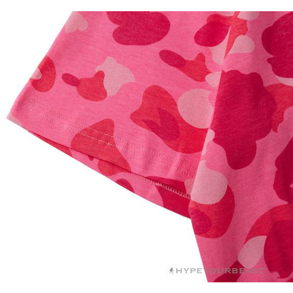 BAPE Pink Camouflage Shark Head Fake Zipper Tee Shirt
