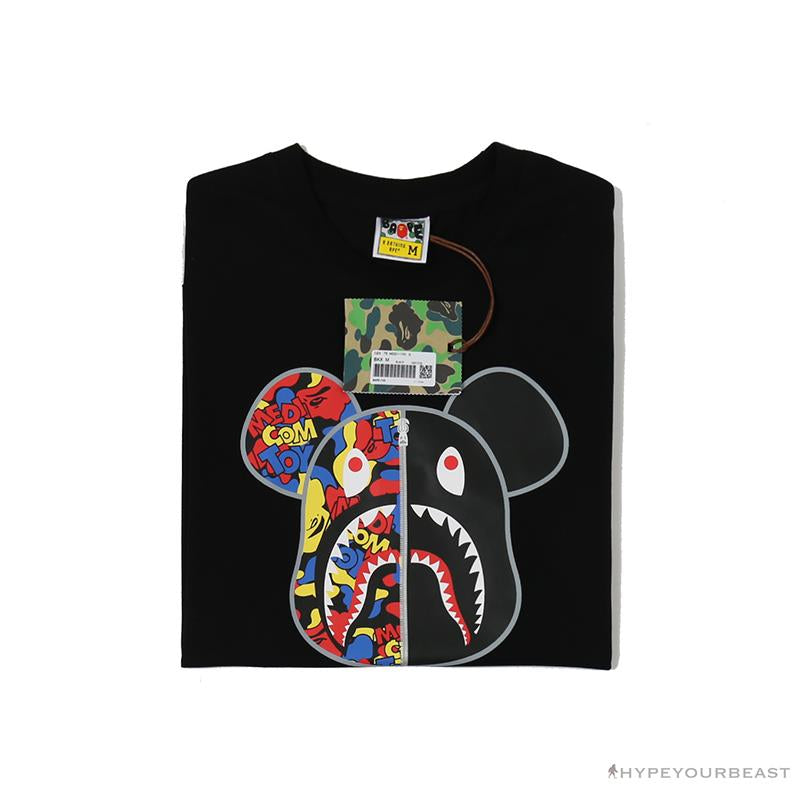 BAPE Violent Bear Color Stitching Tee Shirt 'BLACK'