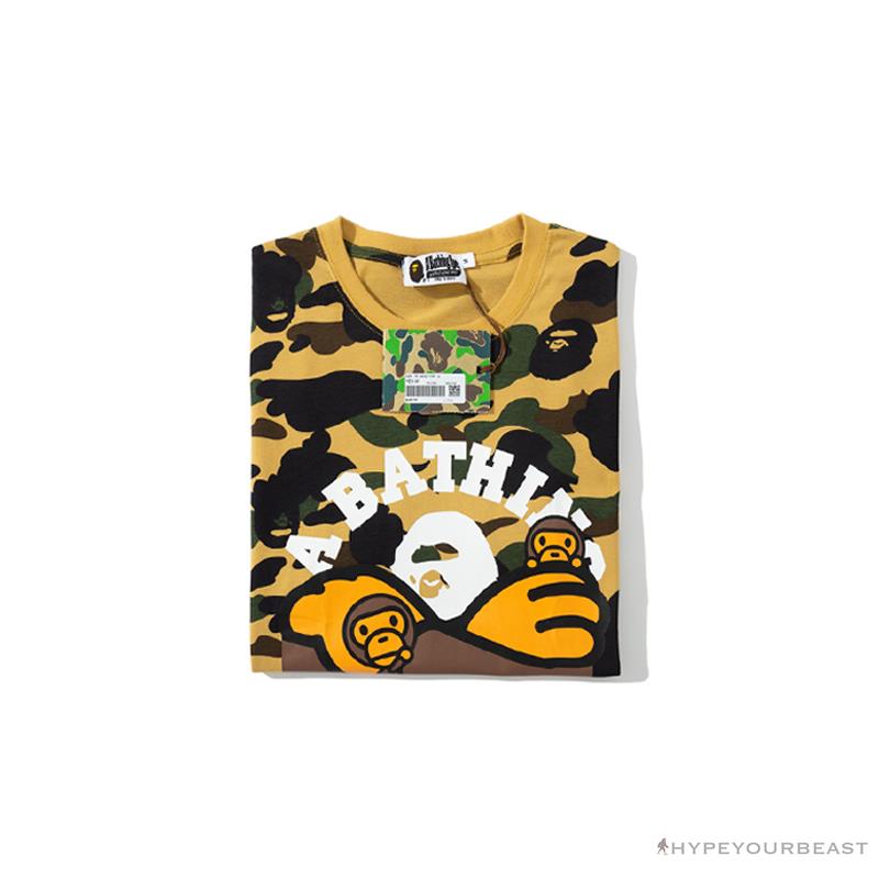 BAPE KIDS Elbow Hug Gorilla Camouflage Tee Shirt 'YELLOW'