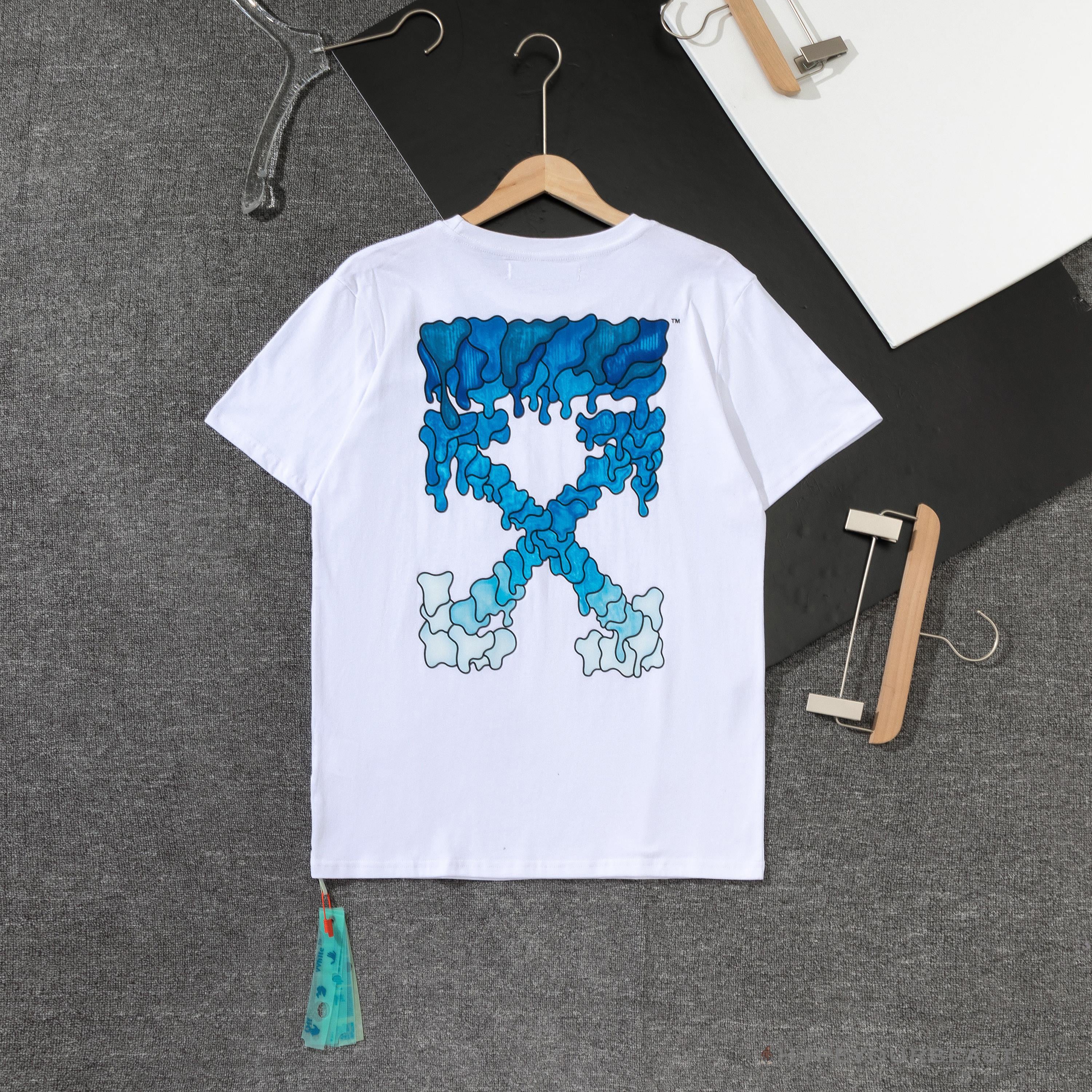 OFF-WHITE Sea Blue Cross Arrow Tee Shirt 'WHITE'