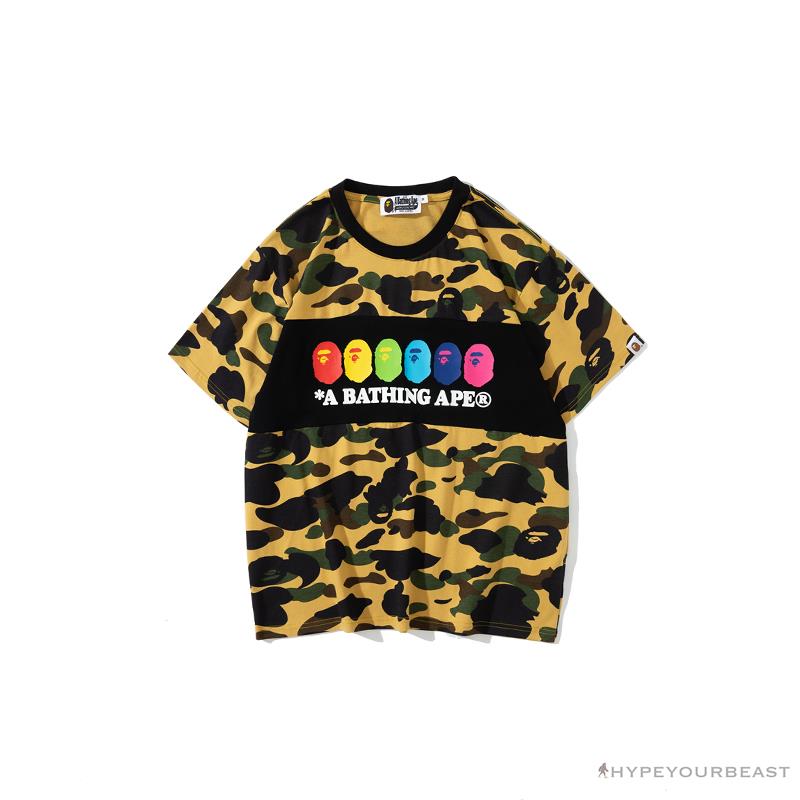 BAPE KIDS Color Ape Head Camouflage Tee Shirt 'YELLOW'