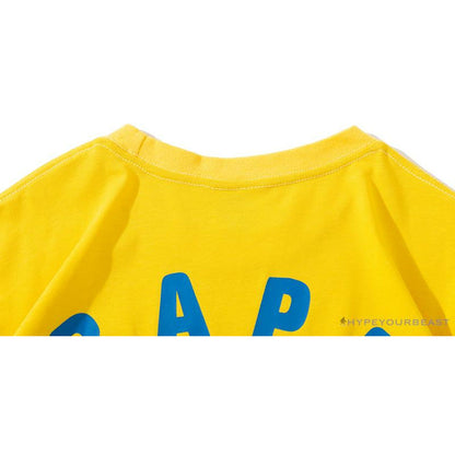 BAPE KIDS Small Net Pocket Ape Man Head Tee Shirt 'YELLOW'