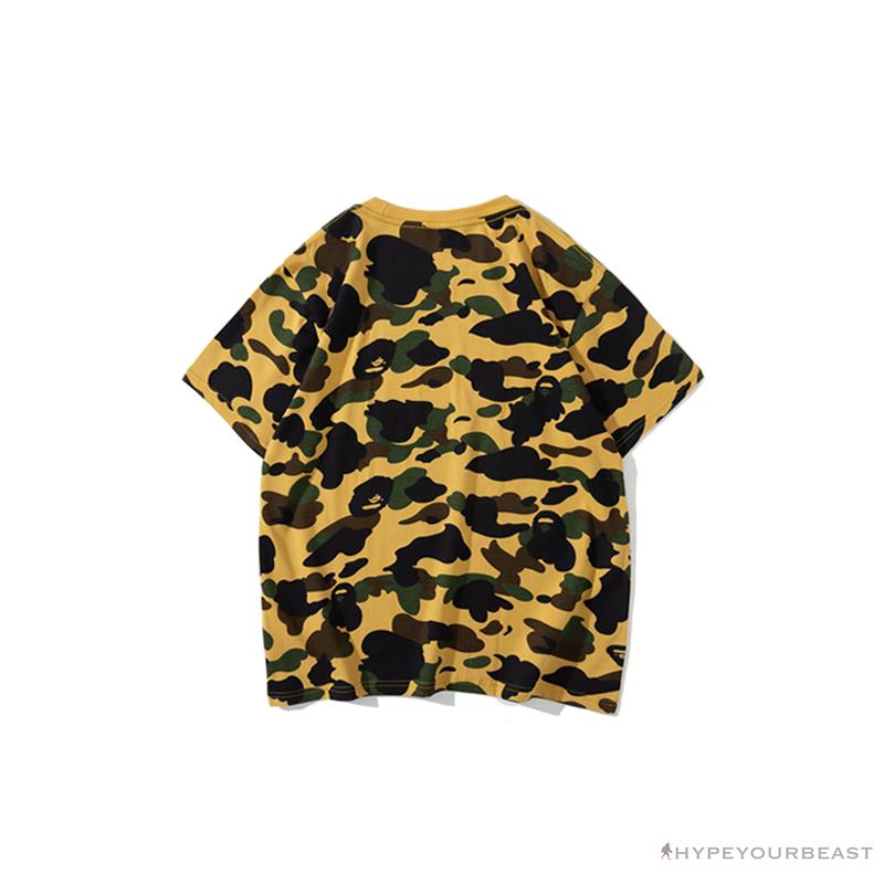 BAPE KIDS Elbow Hug Gorilla Camouflage Tee Shirt 'YELLOW'
