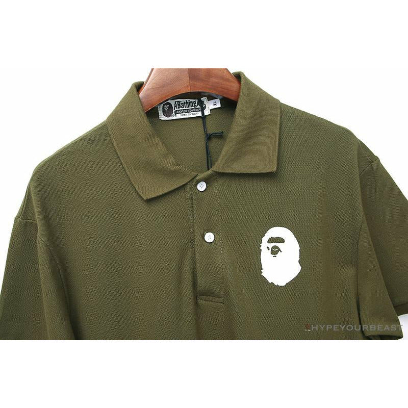 BAPE Classic Ape Head Print Versatile Polo Shirt 'ARMY GREEN'
