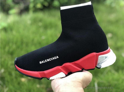 BCG Sock Sneakers Clear Sole Black / Red