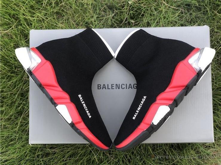 BCG Sock Sneakers Clear Sole Black / Red