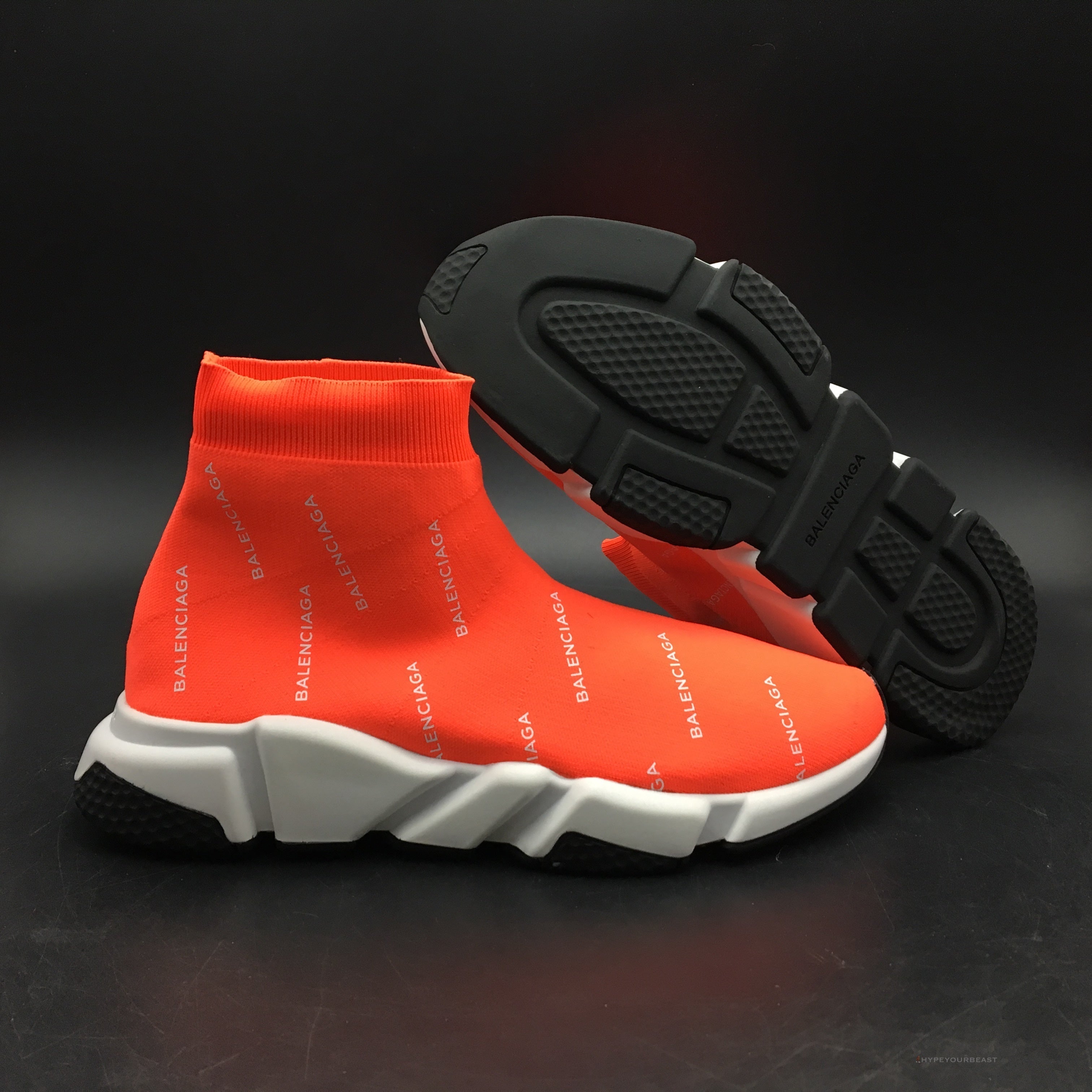 BCG Sock Sneakers Logo Print Red / White