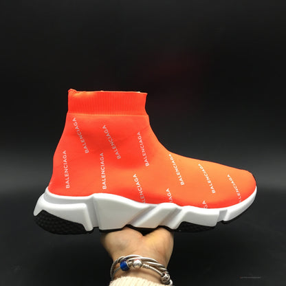 BCG Sock Sneakers Logo Print Red / White
