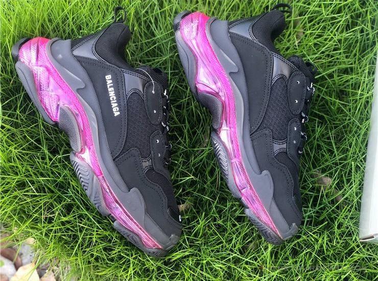 BCG Triple S Clear Sole - Black Pink Neon