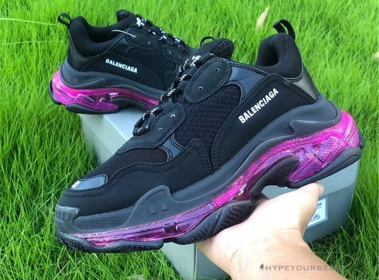 BCG Triple S Clear Sole - Black Pink Neon