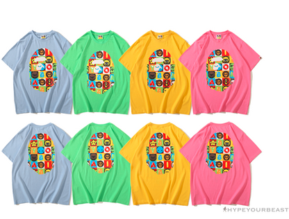 BAPE Baby Milo Color Square Ape Head Tee Shirt 'PINK'