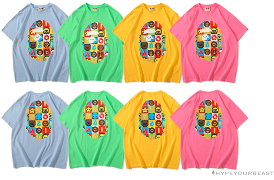BAPE Baby Milo Color Square Ape Head Tee Shirt 'GREEN'