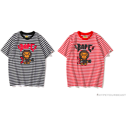 BAPE Baby Milo Rock Bass Player Striped Tee Shirt 'BLACK'