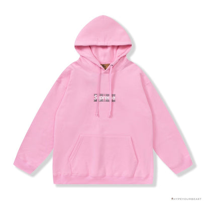 Supreme X Brbrry Box Logo Hoodie Pink