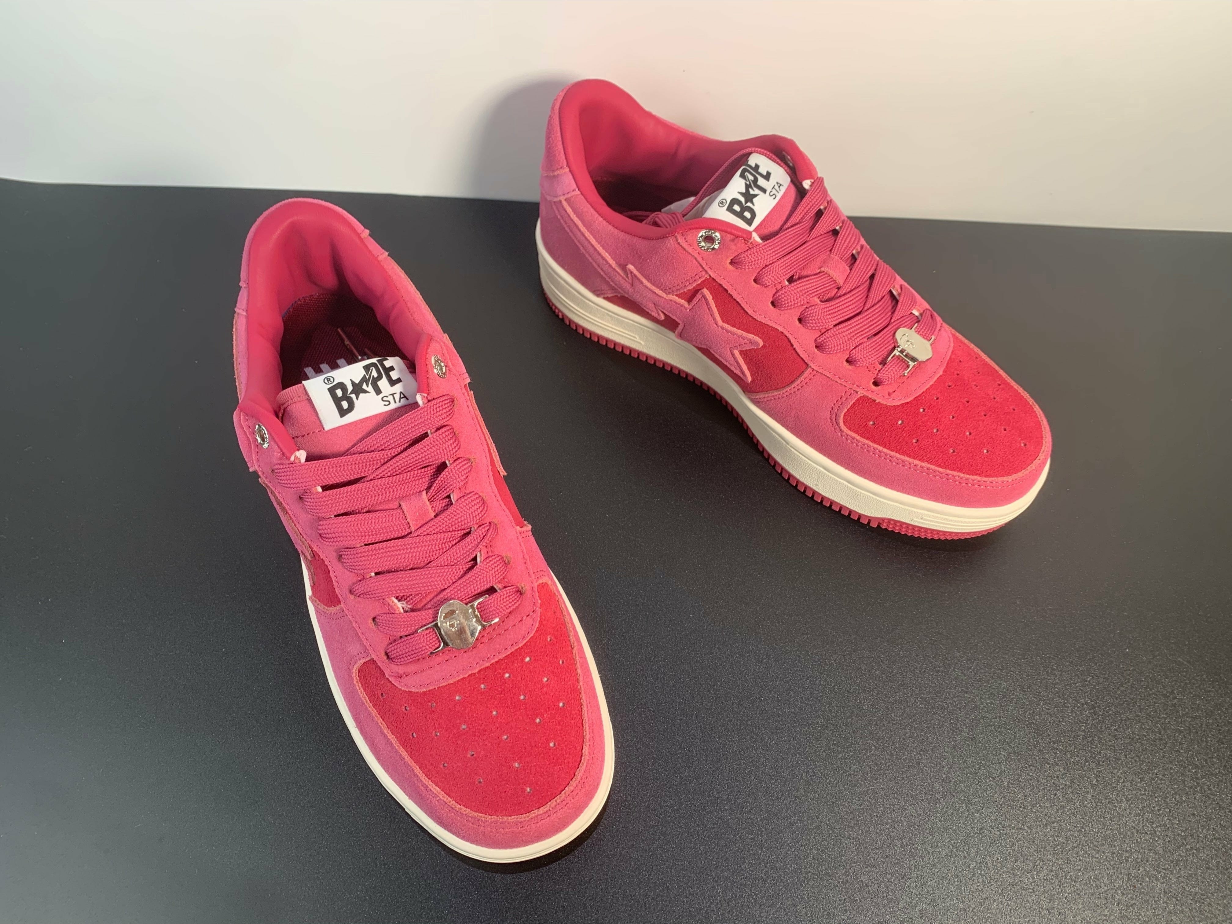 A Bathing Ape Bape Sta Pink Suede Shoes