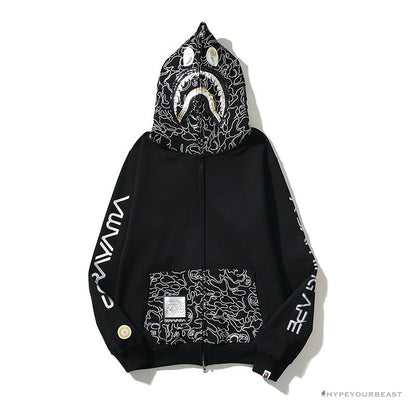 Bape Sta Shark Full Zip Up Hoodie Black