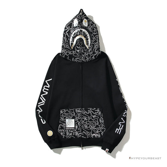 Bape Sta Shark Full Zip Up Hoodie Black
