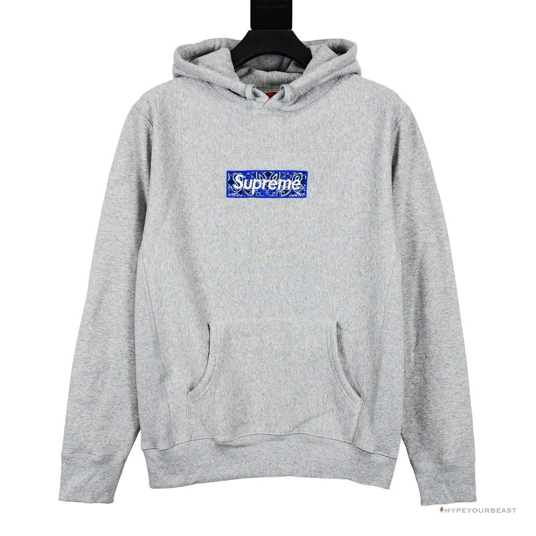 Supreme Bandana Box Logo Hoodie Grey Blue