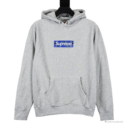 Supreme Bandana Box Logo Hoodie Grey Blue