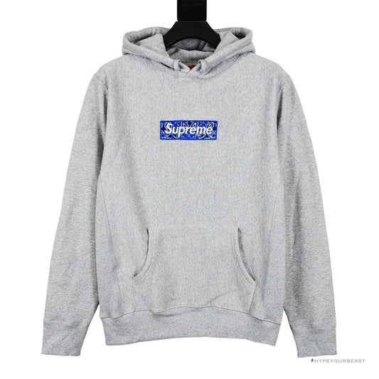 Supreme Bandana Box Logo Hoodie Grey Blue