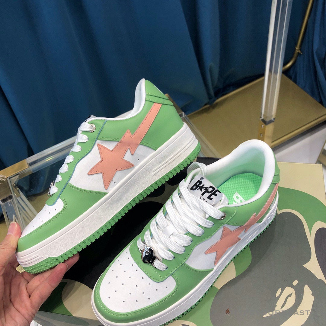 Bape Sta Low Top Sneakers Green Pink