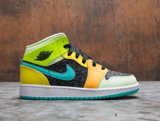 Air Jordan 1 Mid GS Aurora Green Optic-Yellow