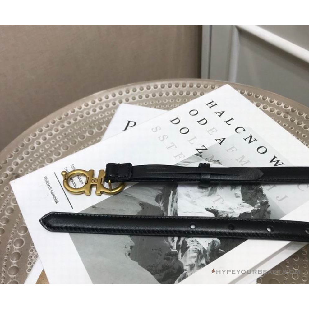 SFG Women's Double G Leather Black Belt