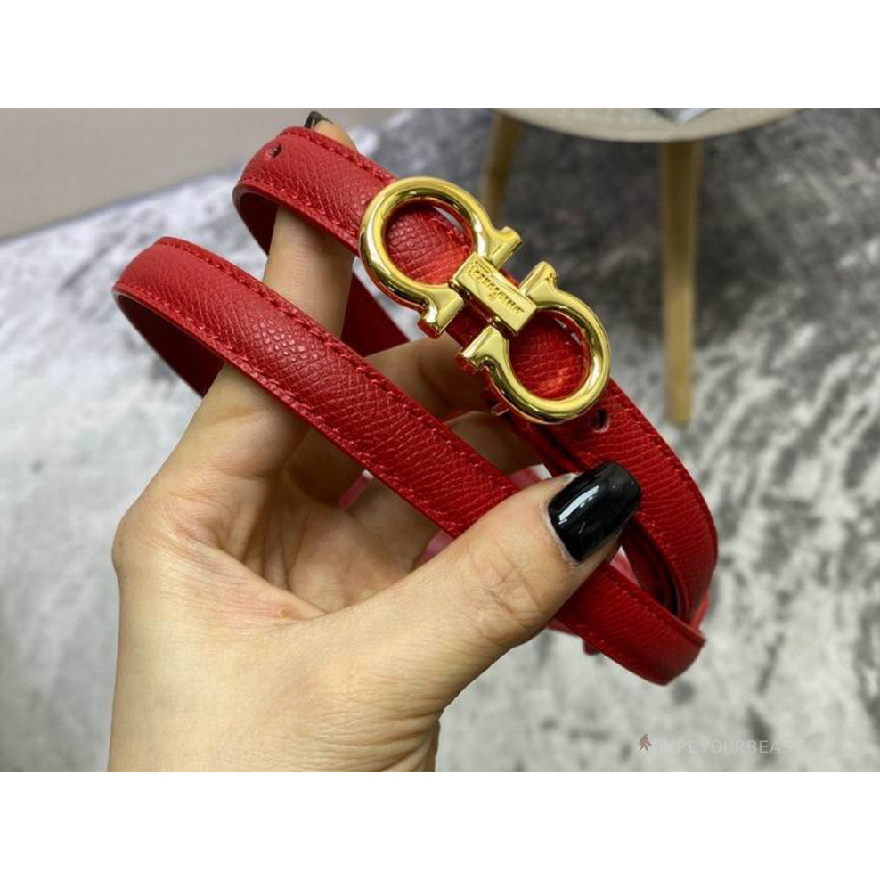 SFG Women's Double G Leather Light Red Belt