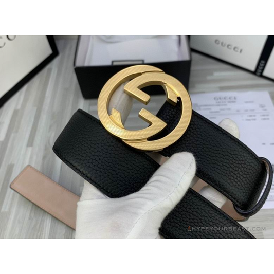 GG Men's Black Belt Gold Buckle