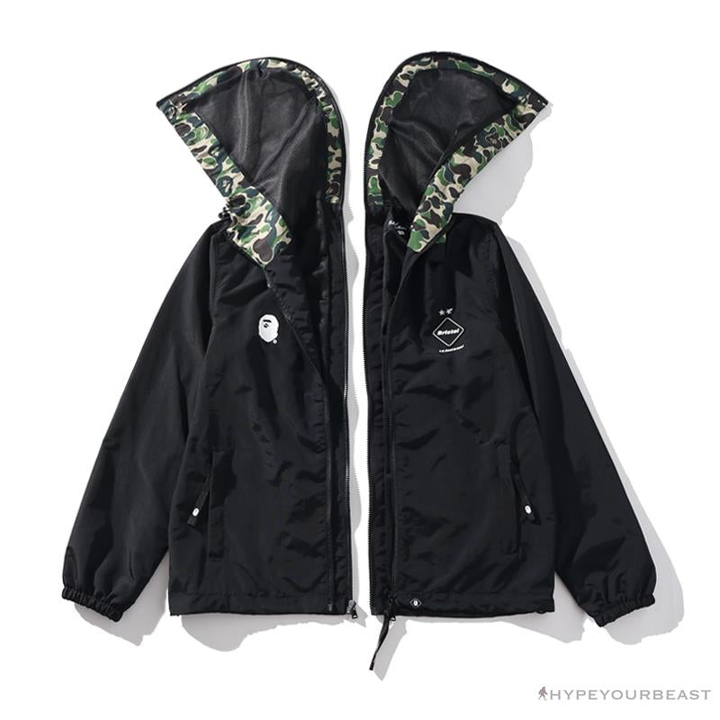 BAPE x FCRB Joint Double Zip Camouflage Hoodie 'BLACK'