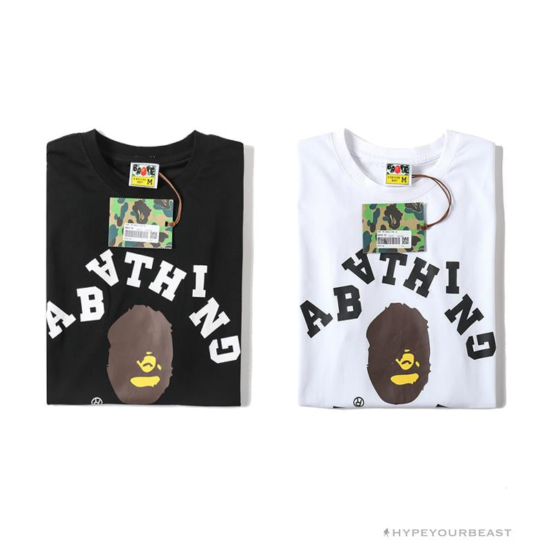 BAPE Messy Letters Upside Down Little Ape Head Tee Shirt 'WHITE'