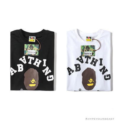 BAPE Messy Letters Upside Down Little Ape Head Tee Shirt 'WHITE'