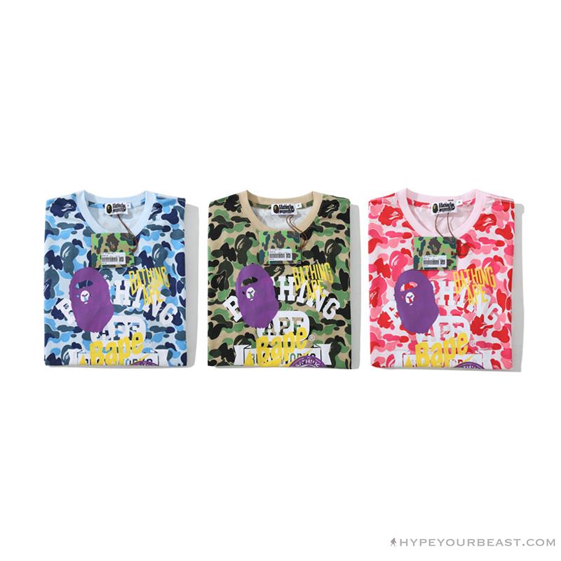 BAPE Ape Head Star Camouflage Shading Tee Shirt 'PINK'