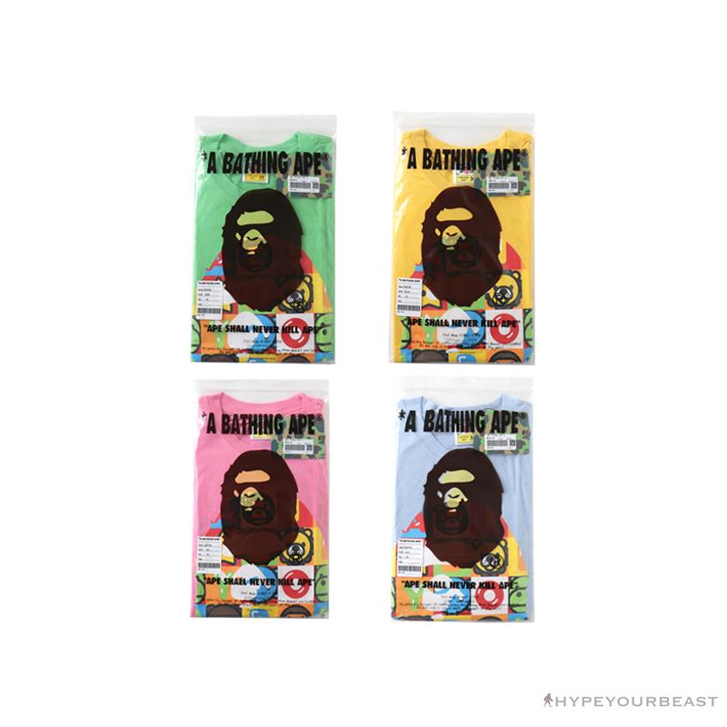 BAPE Baby Milo Color Square Ape Head Tee Shirt 'GREEN'
