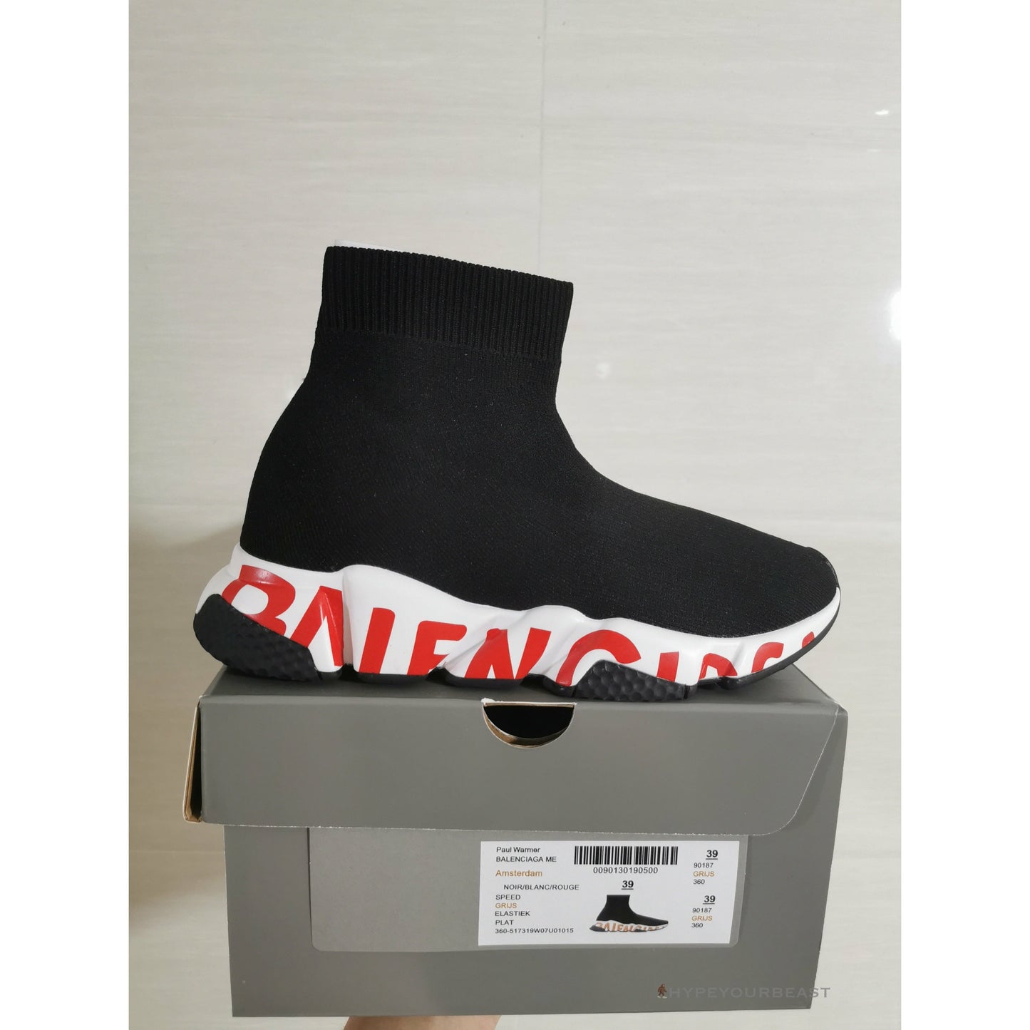 BCG Sock Sneakers Black White Red