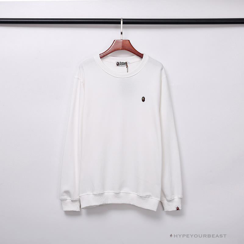 BAPE Classic Ape Head Embroidered Long Sleeve Shirt 'WHITE'
