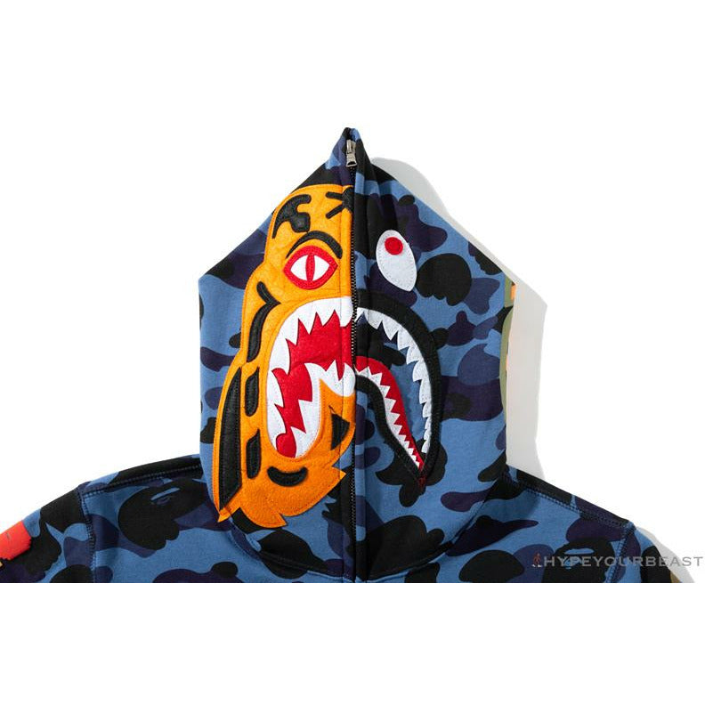 BAPE x Readymade Tiger Head Foam Camouflage Hoodie 'BLUE'