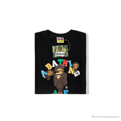 BAPE Baby Milo Color Letter Monkey Tee Shirt 'BLACK'