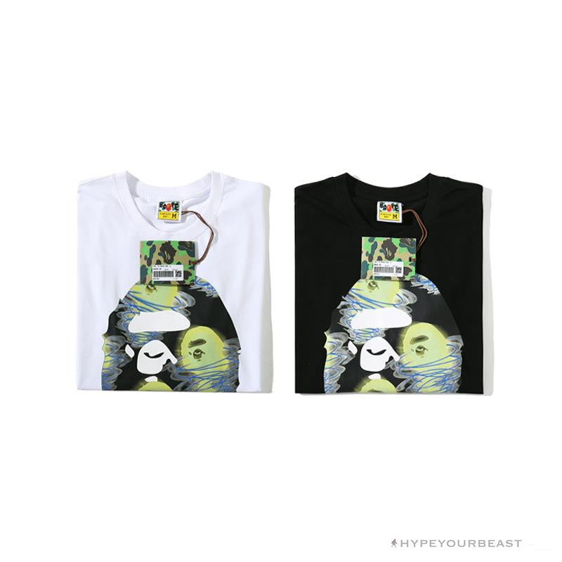 BAPE Green Ape Head Blue Storm Tee Shirt 'BLACK'