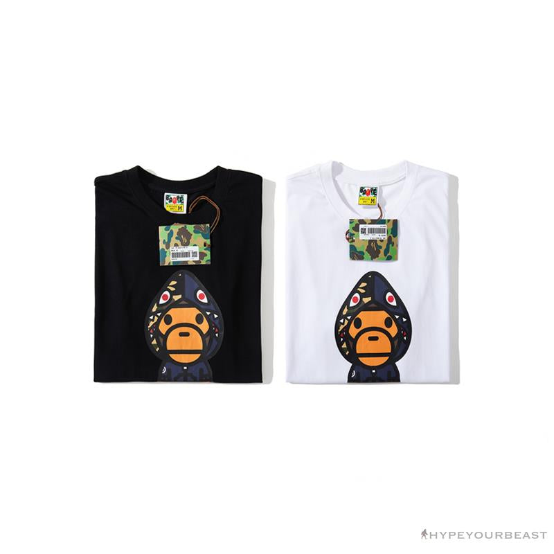 BAPE Baby Milo Blue Shark Hat Little Monkey Tee Shirt 'WHITE'