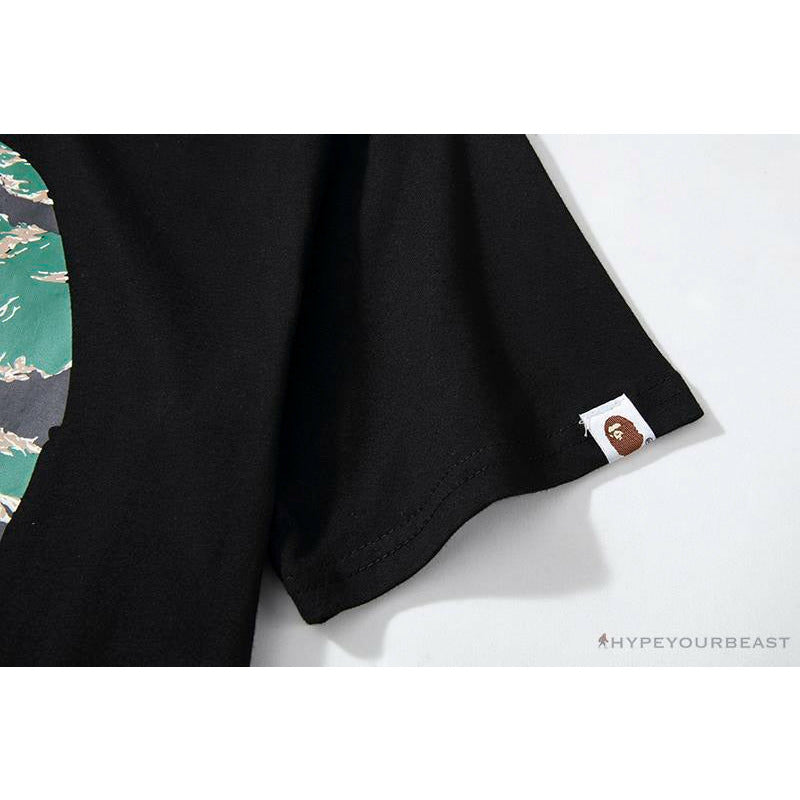 BAPE Tiger Pattern Camouflage Ape Man Initial Print Tee Shirt 'BLACK'