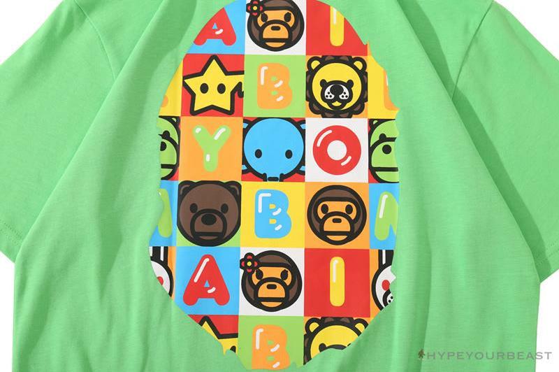 BAPE Baby Milo Color Square Ape Head Tee Shirt 'GREEN'