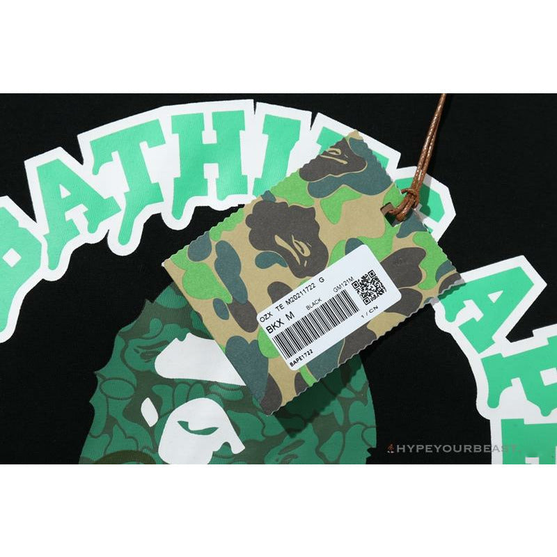 BAPE Paint Splash Green Camouflage Tee Shirt 'BLACK'