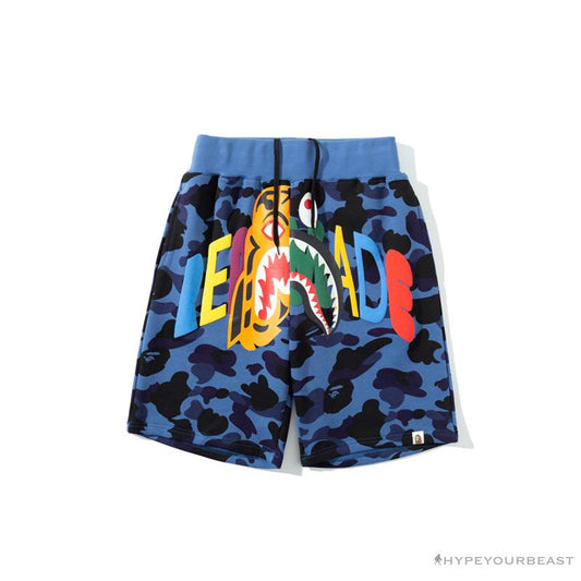 BAPE x READYMADE Tiger Head Foam Camouflage Shorts 'BLUE'