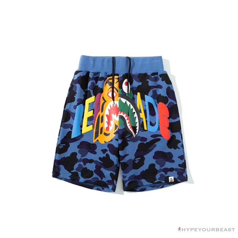 BAPE x READYMADE Tiger Head Foam Camouflage Shorts 'BLUE'