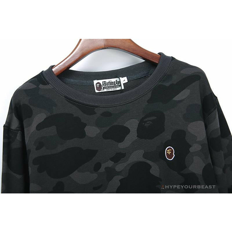 BAPE Classic Ape Head Embroidered Camouflage Long Sleeve Shirt 'GREY'